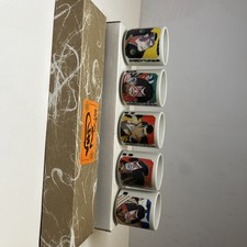 Vintage Japanese Kabuki Actor Mino Ware Porcelain Teacup Set Sale Shot Glass picture