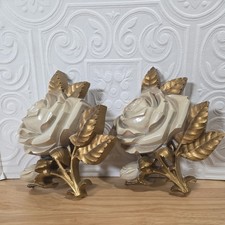 Vintage Pair Homco 1970's Hollywood Regency Style Rose Plaques 6