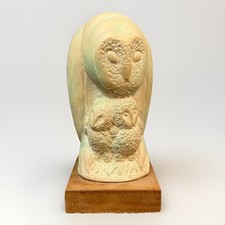 Vintage Alva Museum Replica Owl Sculpture AMR 1965 With Wood Base Decor picture