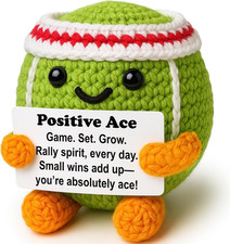 Positive Sports Motivation – Mini Crochet Tennis Ball Plush with Message Sign, H picture