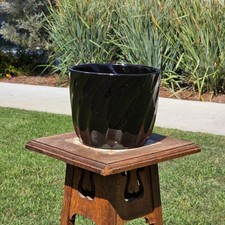 Vintage Keramos Chicago IL USA Black Swirl Planter Mid Century Pottery DS-8 picture