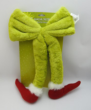 The Grinch Hanging Door Decor Fuzzy Legs Bow Christmas Dr Seuss 18