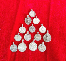 Antique Multi God Goddess Silver Religious Amulet Pendant 14 Pcs 11 Grams SI101 picture