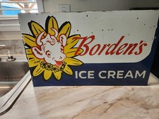  Vintage ice cream sign porcelain Dbl Sided 16.5