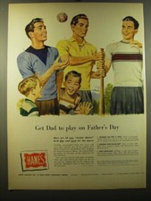 1950 Hanes Suedeknit and Flatknit shirts Ad - Get dad to play on Father's day picture
