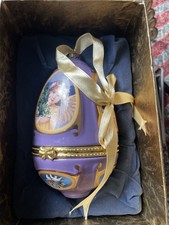 2008 Mr Christmas Musical Egg Ornament Porcelain Valerie Parr Hill Purple picture