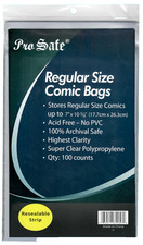 100 Pro Safe Regular Size Resealable Comic Book Storage Bags 7 x 10-3/8 Archival picture