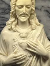Antique Carved Statue of The Sacred Heart of Jesus, 15.5”H A. Santini Studios picture
