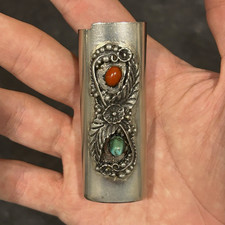 Vintage Silver Gemstone Lighter Case picture