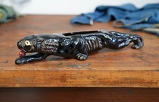 Vintage MCM Black Panther Ceramic TV Lamp Statue Antique picture