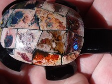 160 CTS Black Obsidian Turtle with a Mosaic shell of Cantera Fire Opal Inlay picture