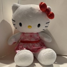 BUILD A BEAR WHITE PINK HELLO KITTY  18” PLUSH 2025 w RED BOW & Dress snowflake picture