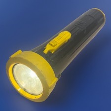 VTG Stewart Brothers US Yellow & Black 2 D Cell Flashlight W/ Ring WORKS VGC picture