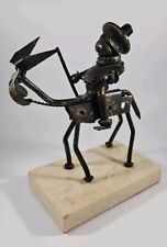 Vintage Metal Steampunk Don Quixote Bolts Screws & Nuts Sculpture On Base *6
