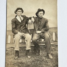 Antique RPPC Photograph Postcard Handsome Young Men Cowboy ID Bulger Rankin picture