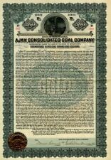 Ajax Consolidated Coal Co. - 1913 dated $500 Pennsylvania Mining Bond (Uncancele picture
