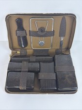 VTG Men’s Travel Shaving Grooming Kit Leather Toiletries Case “W.B.M.”  10.5in picture