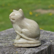 Vintage Chinese Stone Cat whistle Figurine Soapstone Carved kitty 1960s Chinese picture