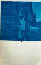 1910 Robinson Colorado Cyanotype Woman Log Cabin DPO #5 RPPC Postcard 26-1152 picture