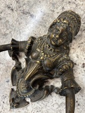 Vintage Antique Baroque French Woman Figural Medieval Wall Mount Towel Rack Bar picture