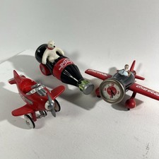VTG 1990’s Coca Cola Trinket Toys, Set Of 3, Airplane Ornaments Collectibles picture
