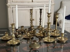 Assorted  Lot of 16 Vintage Brass Candlestick Holders Weddings holidays picture