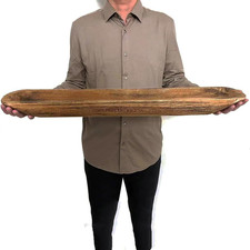 Wooden Dough Bowl Decor, Vintage Wooden Bowl Hand Carved Home Decor for Dining T picture
