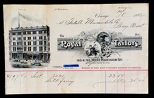 1892 Billhead Chicago Pony Montana Royal Tailors Isdell Merchantile co #b2 picture