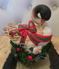 Vintage Emesco 1987 Canadian Goose With Goslings Hand Painted Ceramic Candy Dish picture