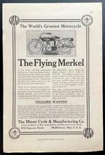 1914 Flying Merkel print AD Miami Cycle “The World’s Greatest Motorcycle