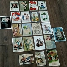 1910-1913 Embossed Antique Postcards Lot of 21 Vintage Holiday Paper Ephemera picture