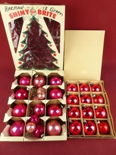 28 VINTAGE PINK MERCURY GLASS CHRISTMAS ORNAMENTS SHINY BRITE POLAND picture