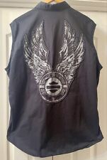 Harley Davidson Men's Angel Wing Sleeveless Shirt Logo Black Gray X-Large XL EUC picture