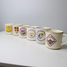 Lot Of 6 - Vintage 70s 80s Boy Scouts Of America Ceramic Mugs Rare Designs USA picture