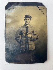 Antique Tintype Young Man Cadet Militia Uniform Frogged Jacket c1870s–1890s picture