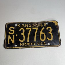 1968 Kansas Automobile License Plate Midway USA Shawnee County 37763 picture