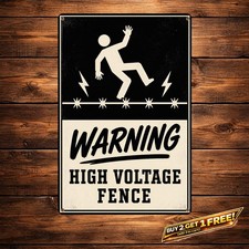 Running Silhouette Pictogram Electric Fence Warning Metal Sign picture