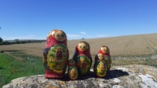 Vintage Russian Nesting Dolls Matryoshka 5 Piece Painted Wooden Set picture