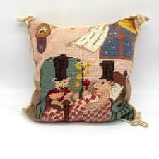 Vintage Katha Diddel Home Collection Wool Needlepoint Pillow Teddy Bears picture