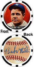 1948 LEAF BABE RUTH - COMMEMORATIVE POKER CHIP - GOLF BALL MARKER ***SIGNED*** picture