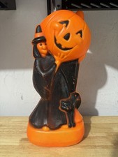 Vintage Empire Lighted Witch Holding Pumpkin Blow Mold 14” picture
