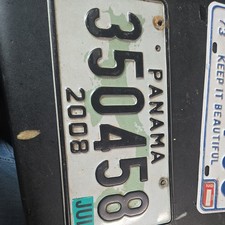 Vintage Panama State original car license plate picture