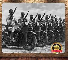 Motorcycles - Vintage - Military Soldiers - Metal Sign 11 x 14 picture