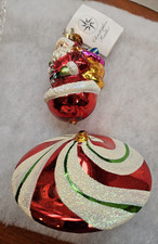 Vintage 2004 CHRISTOPHER RADKO “Mint Swirl Santa” Ornament - needs repair picture