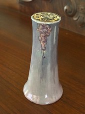 Antique Limoges Hat Pin Holder Blue Iridescent heavy Silver Gilt Top- RARE picture