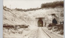 TRAIN TUNNEL tunnel city wi c1910 postcard wisconsin real photo rppc railroad picture
