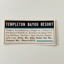 Templeton Bayou Resort Mrs Eldor Wohlt Fremont WI 1963 WI Ad TAK2-S13 picture