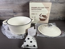 Enameled Cast Iron Dutch Oven - Umite Chef 5QT Pot with Lid Cream White picture