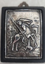 Greek Byzantine Religious Icon Pure Silver .950 Small Framed 2 x 2 1/2