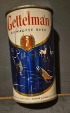 1950's VERY RARE Gettlemans Sportmans Beer Series Blue Fishing Flat Top Csn picture